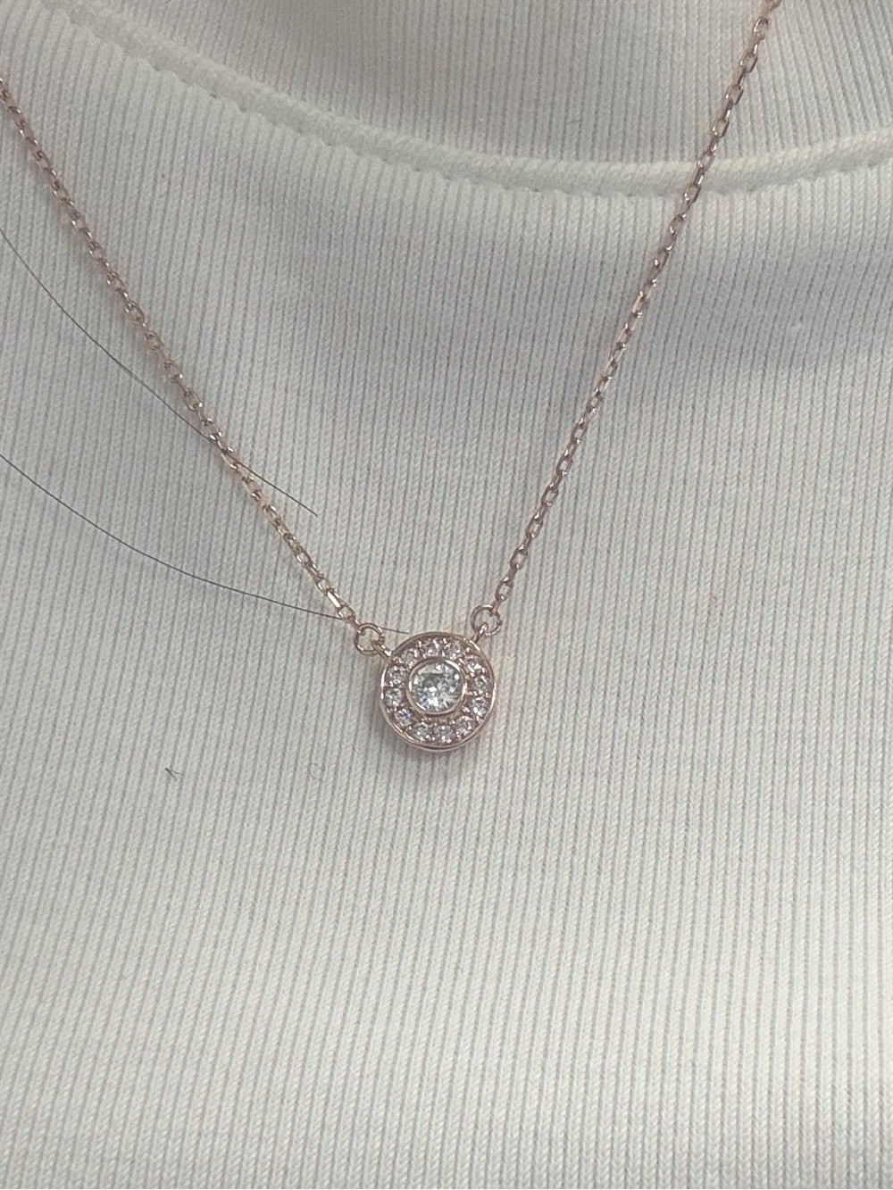 Suzy Levian Rose Sterling Silver Halo Necklace Sample NWT